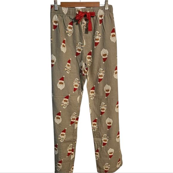 Woman's flannel pajama pj pants with Santa heads Size Lg - Picture 2 of 5